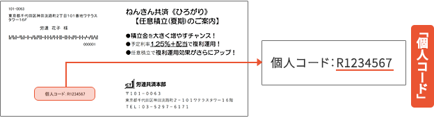 個人コード記載位置